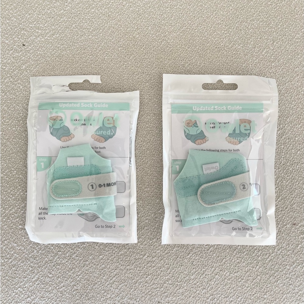 Owlet sock 2 covers // size 1 & 2 (NIP)